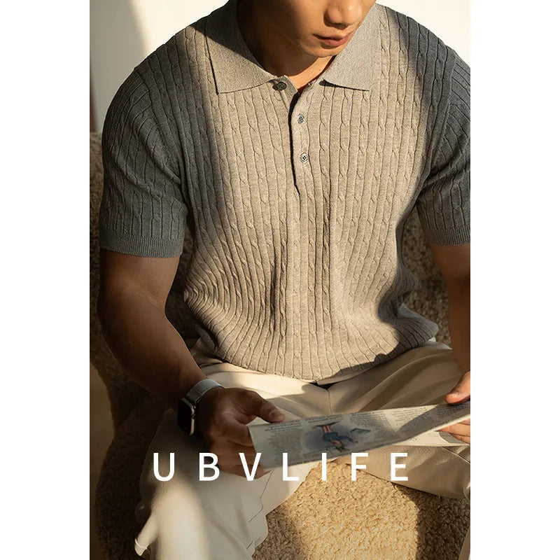 Men's short sleeve business top in polyester blend fabric available in khaki, black and white colours