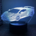 Car-shaped USB bedside lamp with remote control showing 16 colour options