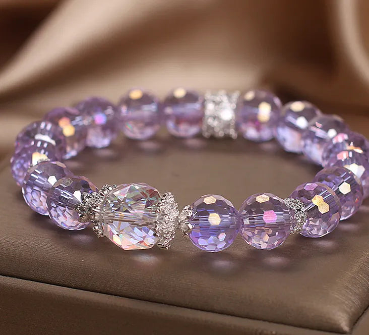 Austrian amethyst bracelet for women in artificial crystal with purple and yellow colour options