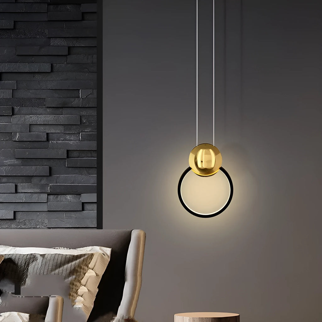 All copper fishing line LED chandelier in black with adjustable height for bedroom study