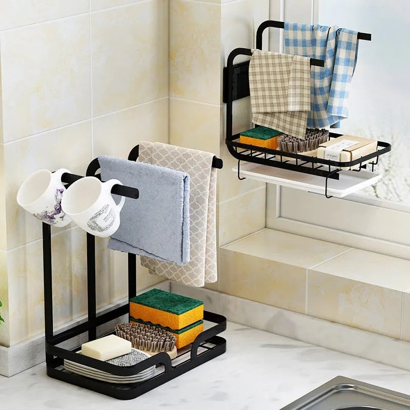 Foldable plastic kitchen draining rack in New Chinese style on a countertop