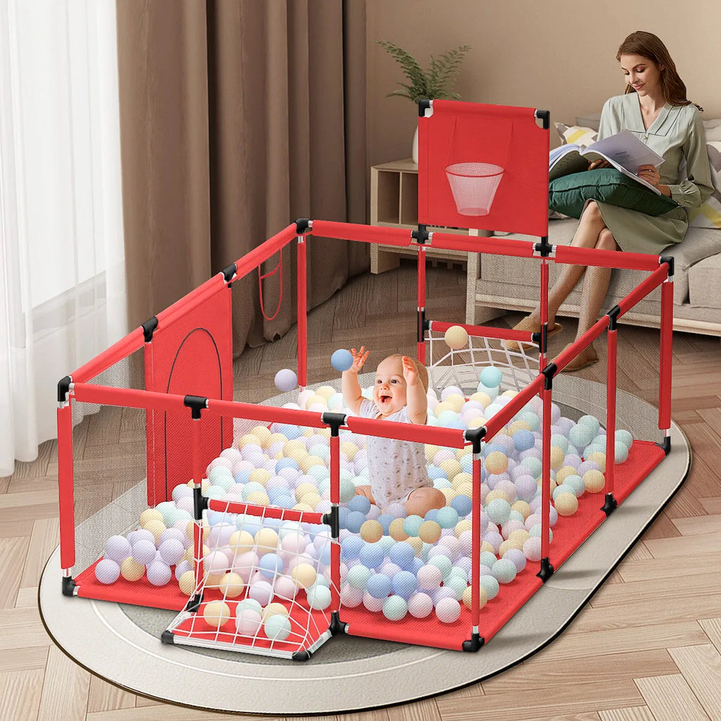 Children's playpen tent with steel frame and Oxford cloth fabric in large blue colour