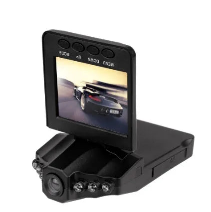 H198 HD six-light infrared car dash camera on a windshield with a 2.4-inch screen display.