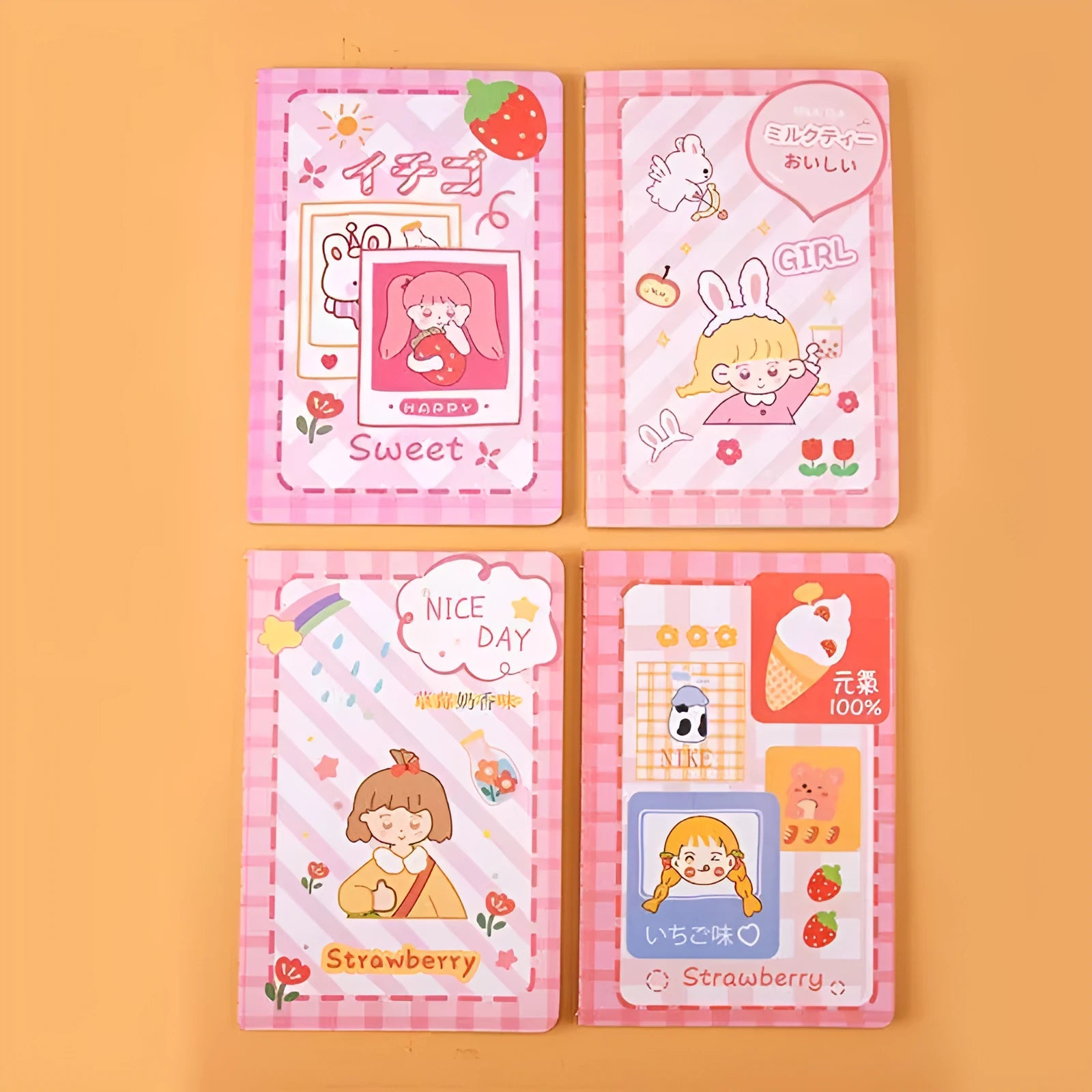 Cartoon A5 notebook with 30 sheets showing character design options