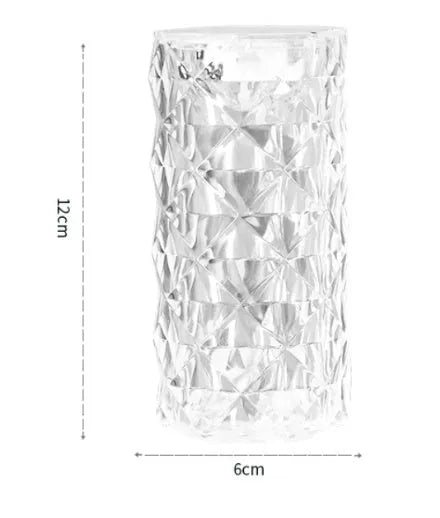 Battery-powered rose atmosphere crystal table lamp with plastic lampshade, 6cm base, 12cm high, yellow and white light options