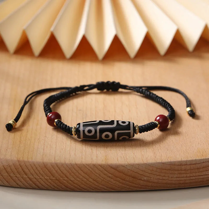 Tibetan agate Dzi bead bracelet for men with adjustable shrinkable design in couple style