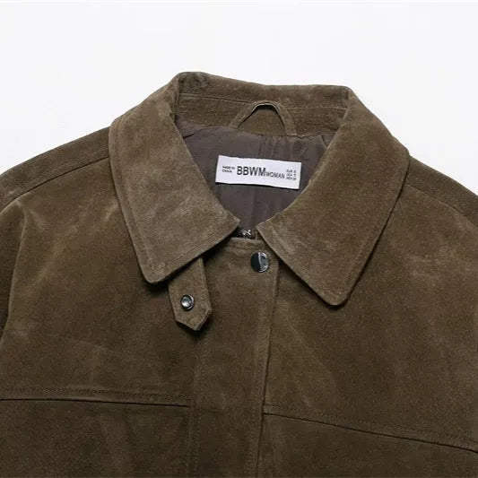 Women's medium-thickness PU jacket in Japanese-Korean casual style with regular cut