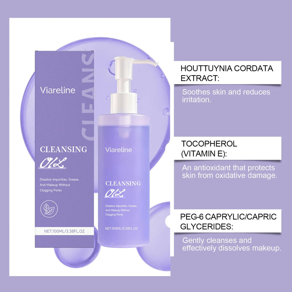 100ml moisturising cleansing facial oil bottle for dissolving makeup with grape seed oil