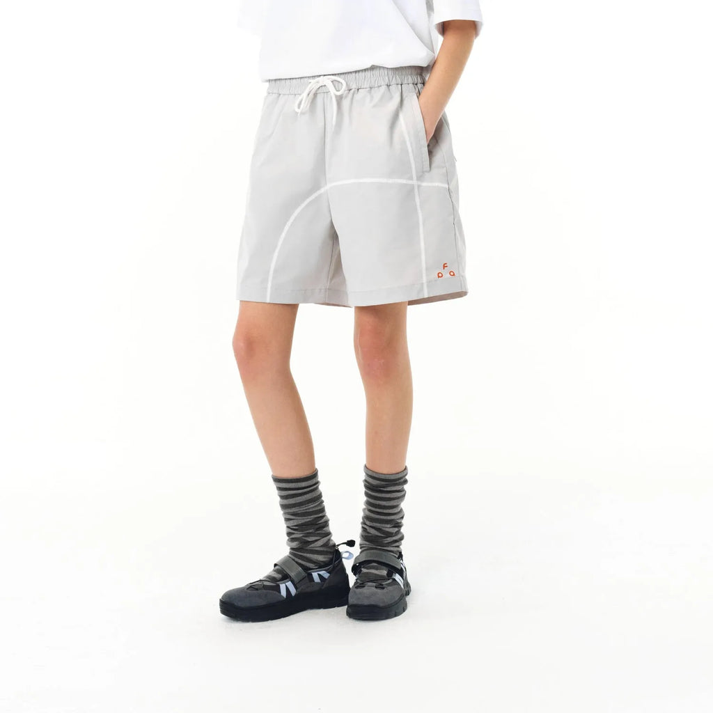 Retro functional drawstring shorts in polyester fabric available in three colours