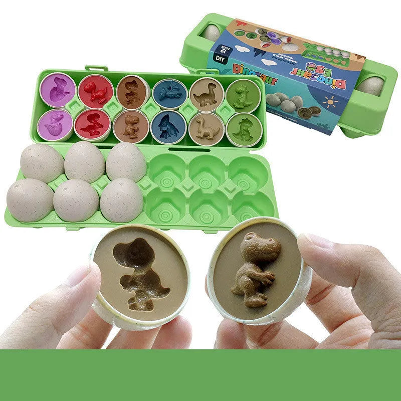 12 shape matching eggs toy set in green plastic with storage case, educational toy for children 3-6 years