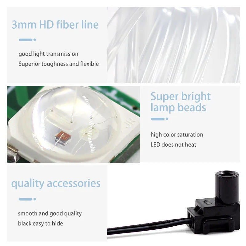 USB-powered RGB LED underglow light strip for cars with manual remote control, showing multicolour illumination.