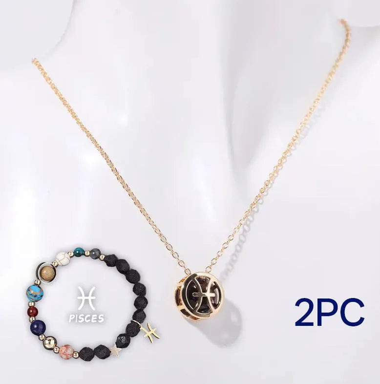 Natural stone beaded necklace and bracelet set showing one of twelve style variations.