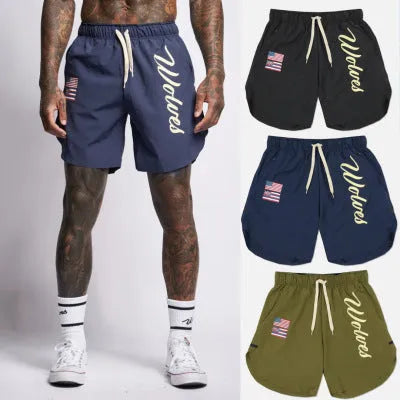 Men's casual running shorts in breathable wicking polyester blend, shorts length, available in four colours and sizes M to 3XL