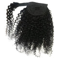 Real Human Hair Velcro Ponytail Kinky Curly Natural Colour Ladies Tresses Extension 8-28 Inch Medium Long Hair Machine Weft Detachable Ponytail Piece