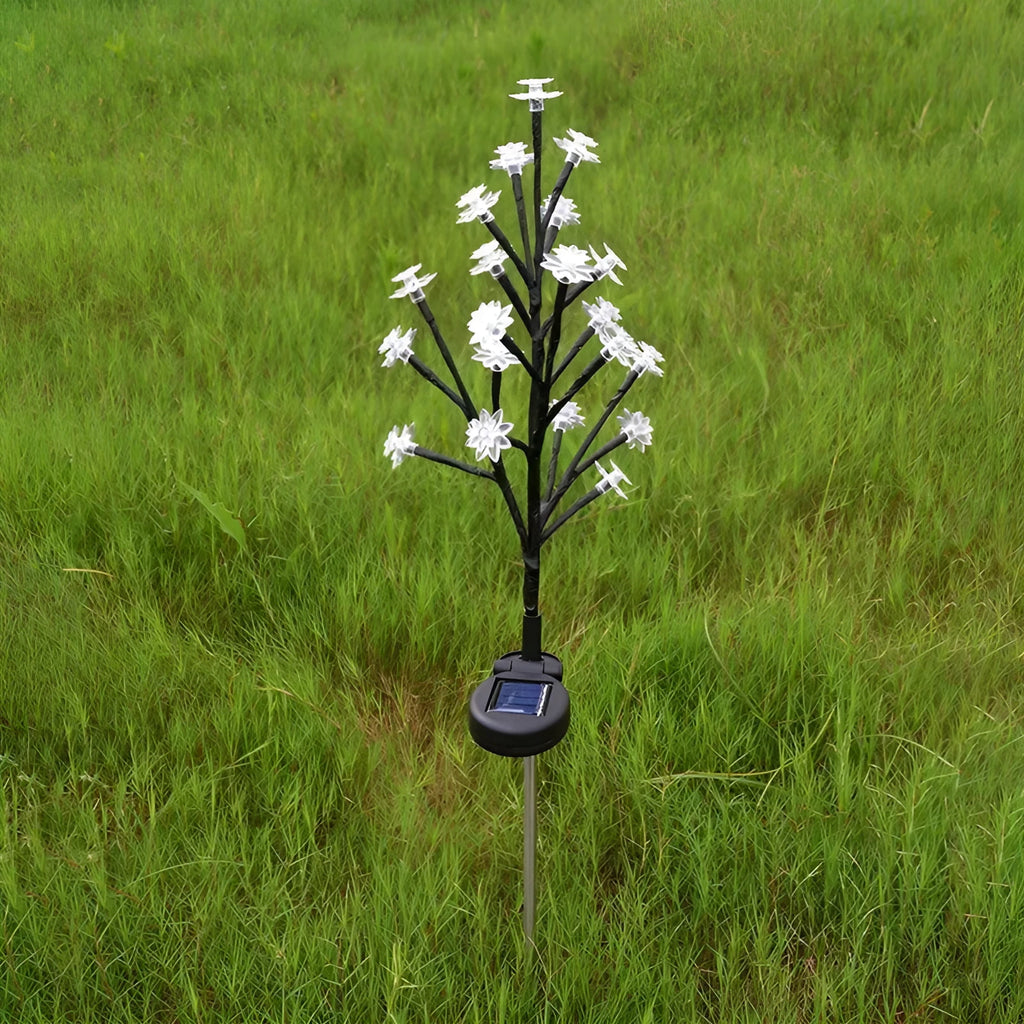 Outdoor solar LED garden ground lamp in flower shape with PVC shell and IP65 protection