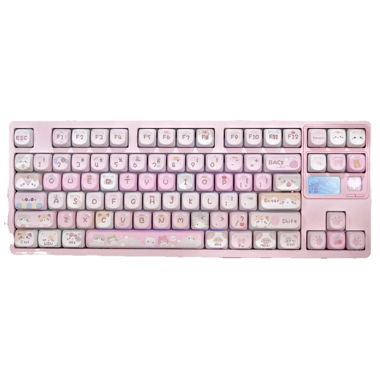 Pink MOA five-sided sublimation keycap set with cartoon design for mechanical keyboards