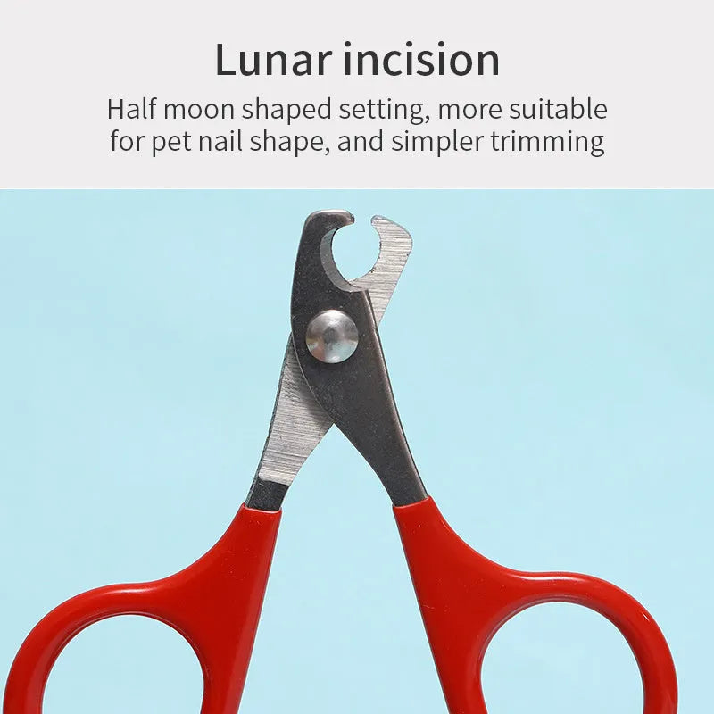 Pet nail clippers with stainless steel blades and coloured rubber handle for dog cat grooming