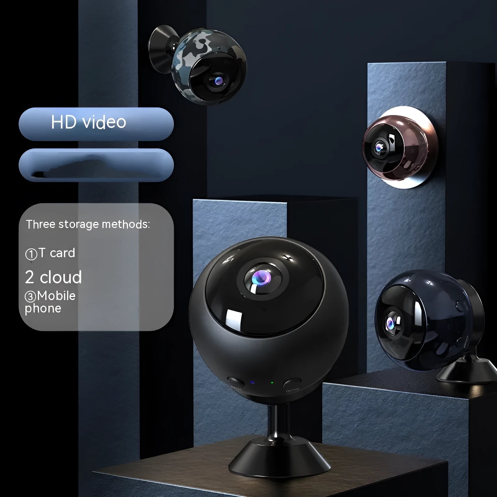 1080p wireless WIFI surveillance camera with ABS housing and wide angle lens for indoor security