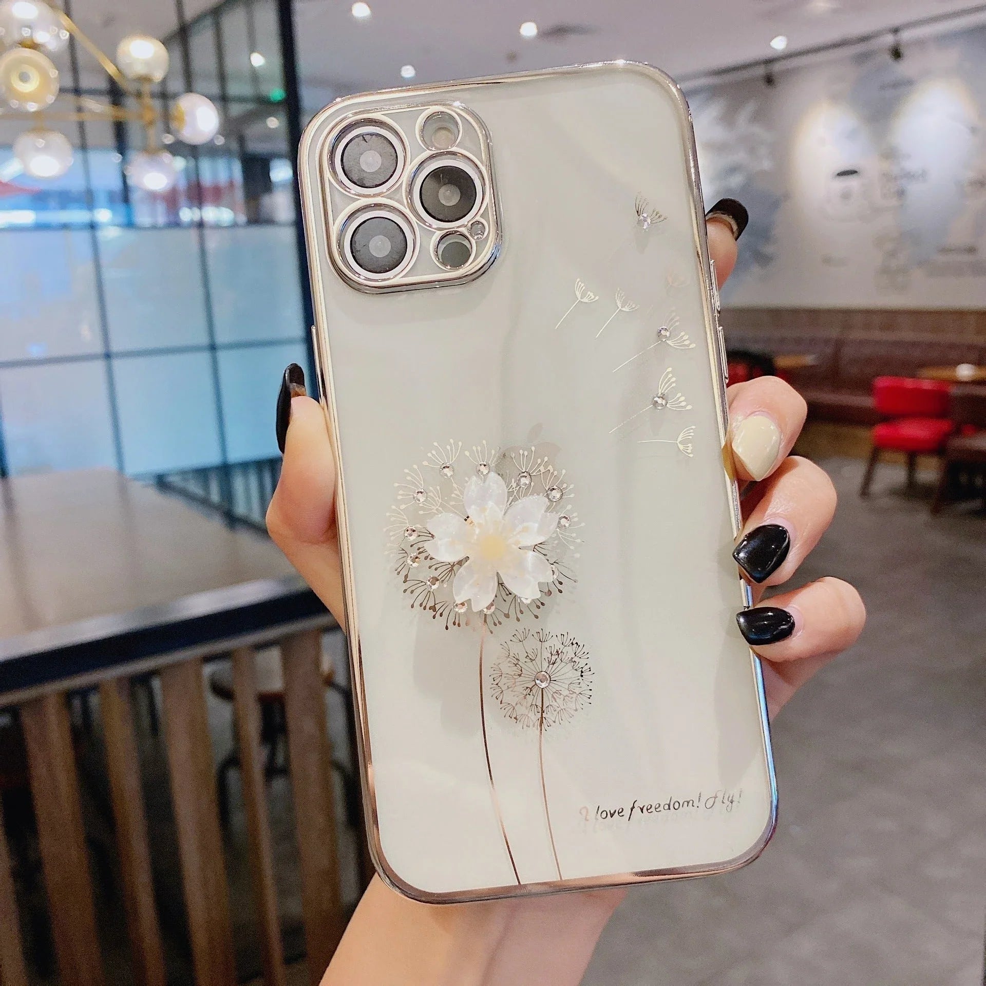 Stylish and protective 3D flower phone case with spin stand for various iPhone models