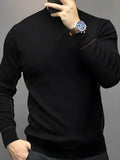 GentleKnit black contrast sweater knitted pullover with round neck and long sleeves, sizes L to 4XL