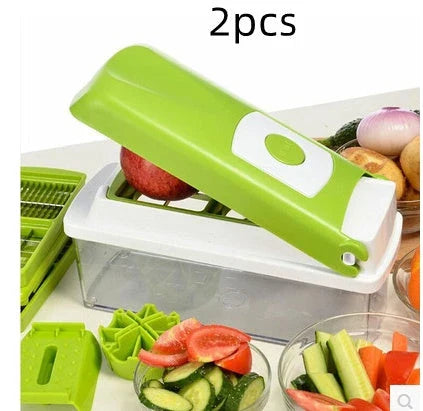 Premium 12-Piece Multifunctional Vegetable Chopper Set with Stainless Steel Blades and ABS Body