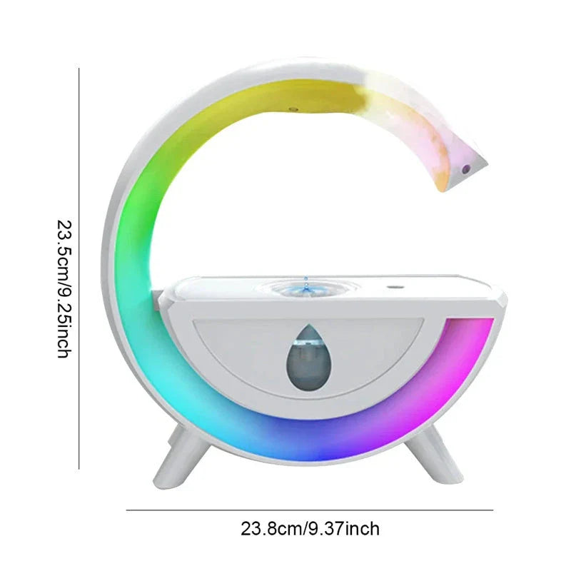 Levitating air humidifier with RGB night light, creating a mesmerizing display of floating water droplets