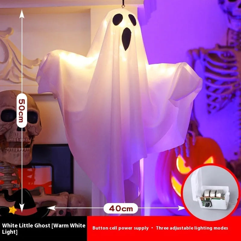 Luminous white and orange ghost horror light with cloth scream design for Halloween parties