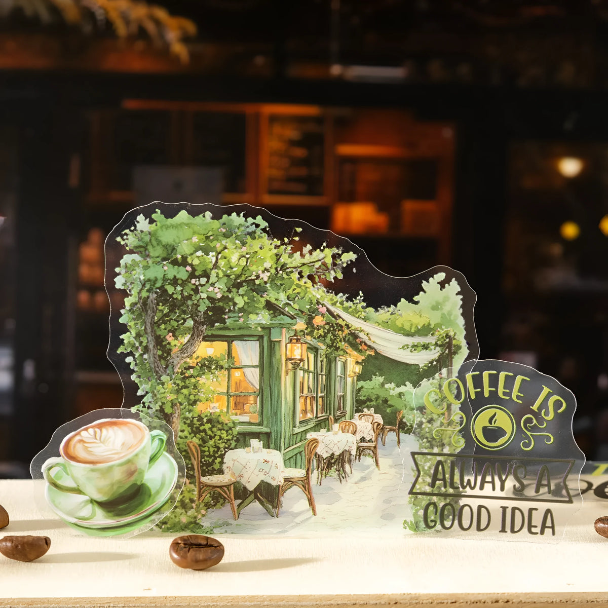 Encounter Cafe Series hand account sticker package with retro cafe design