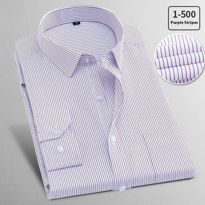 Men's long sleeved flax linen business shirt in pink diagonal or red plain colour.