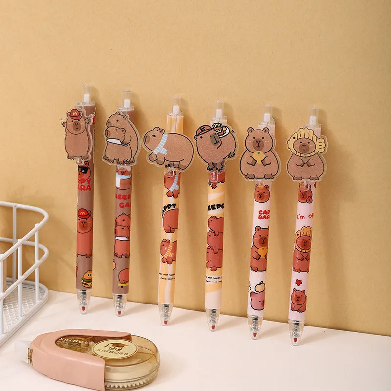 Cartoon bear design gel pressing pen set containing 48 pens with carbon black ink