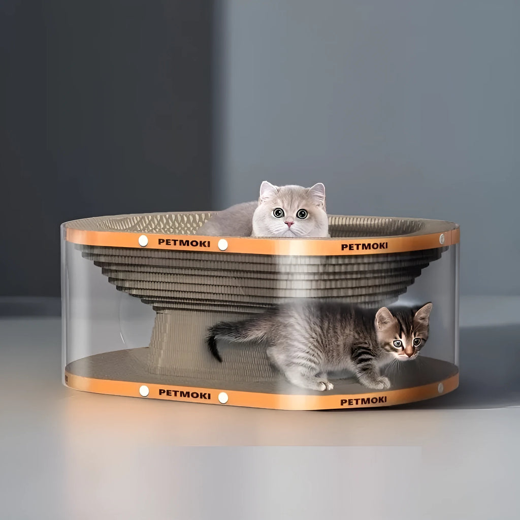Transparent white diamond pattern cat scratch board and nest tunnel