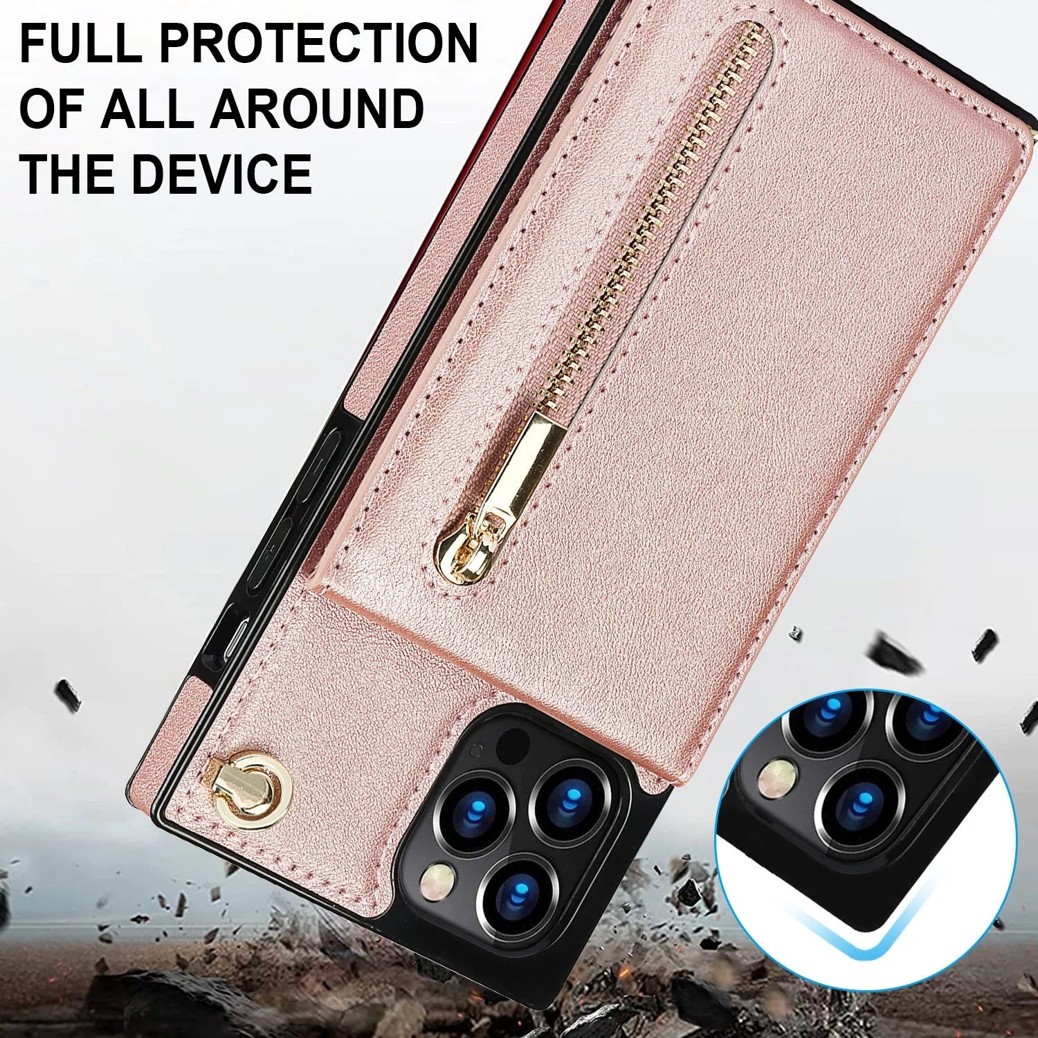 A solid-colour leather and TPU mobile phone case for an iPhone or Samsung Galaxy smartphone.