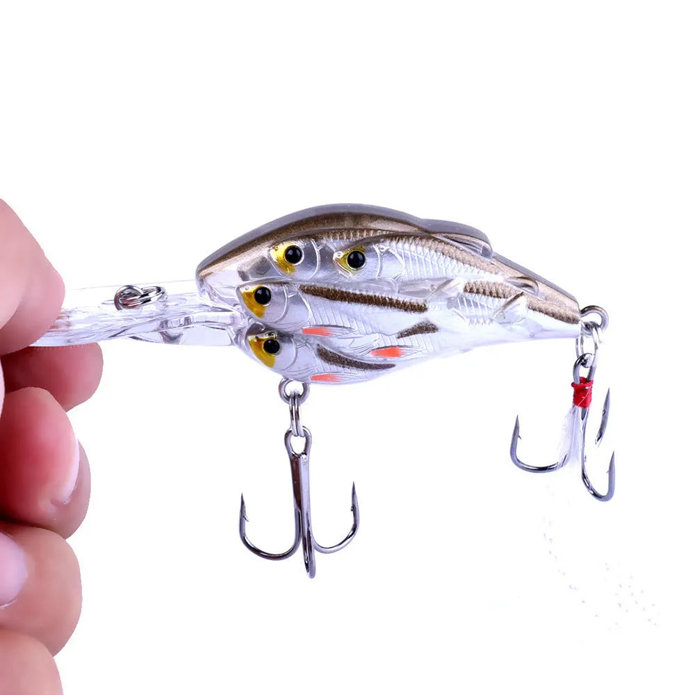 7.5cm sea fishing hard bait lure with fish feather hook in various colour options