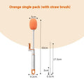 Long handle plastic cup brush for bottle cleaning in orange and army green