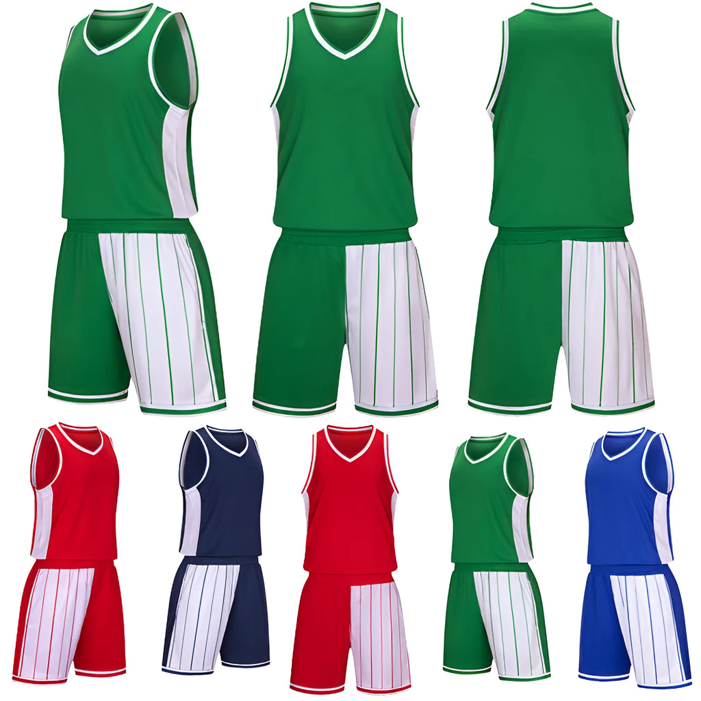 Men's basketball training set with quick-drying fabric in grass green colour
