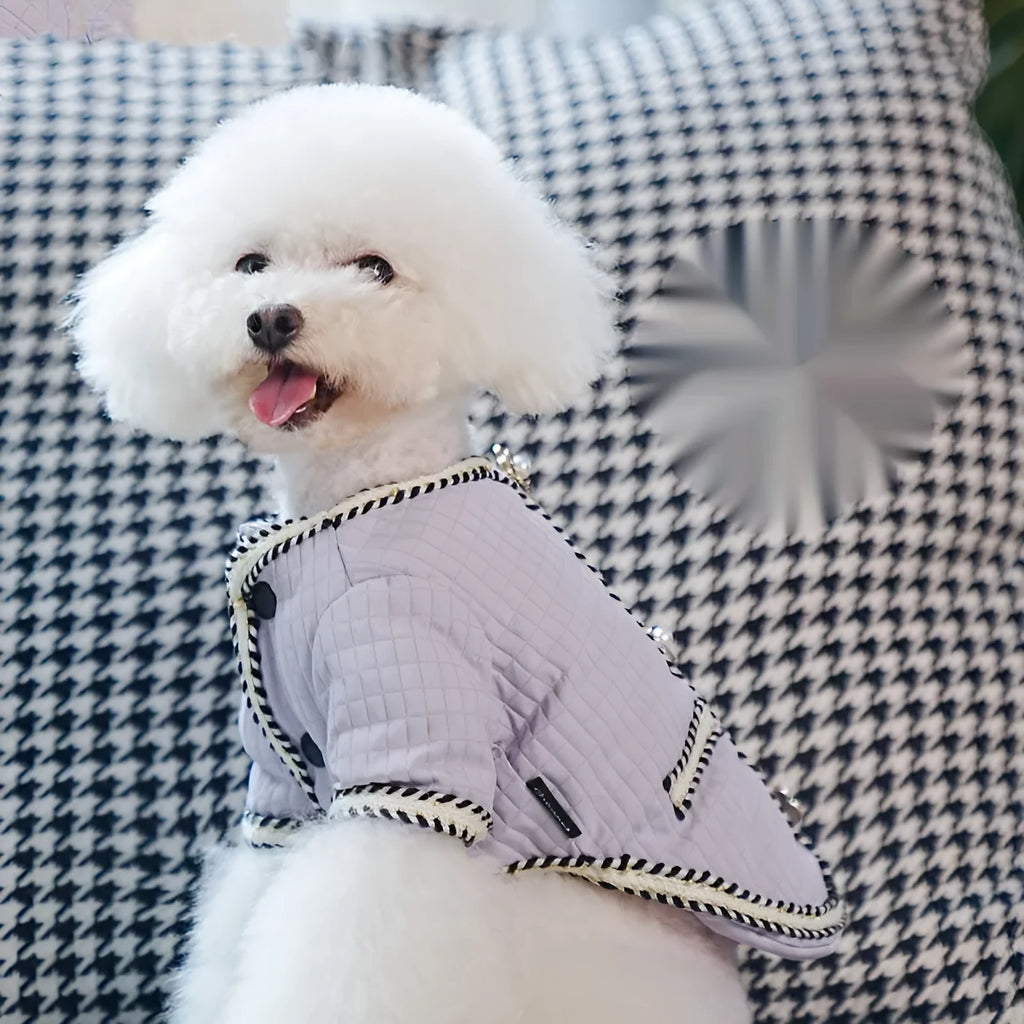 Quilted polyester pet coat in cartoon style for autumn and winter warmth