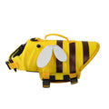 Green dog life vest with reflective trim and plastic buckles on a dog model.
