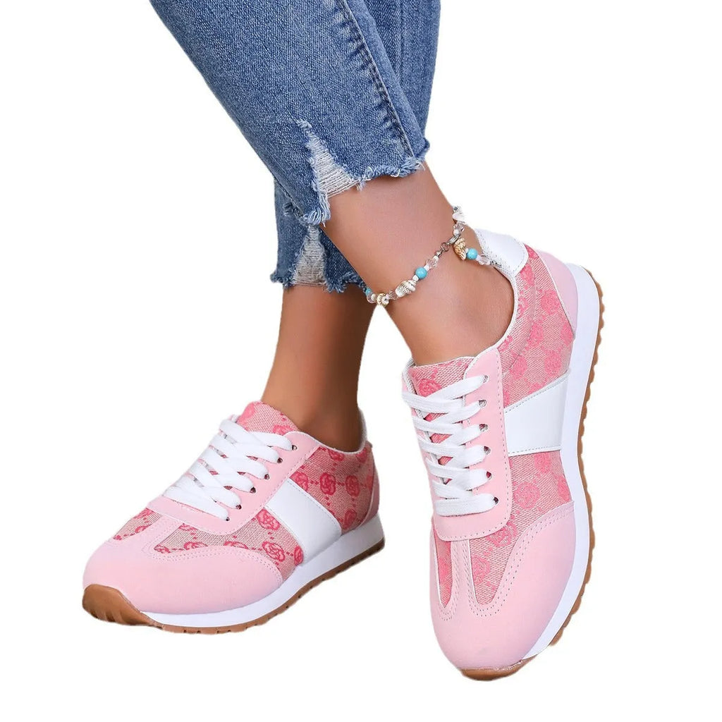 Women's oversized casual lace-up shoes in khaki with cross-strap design and round toe