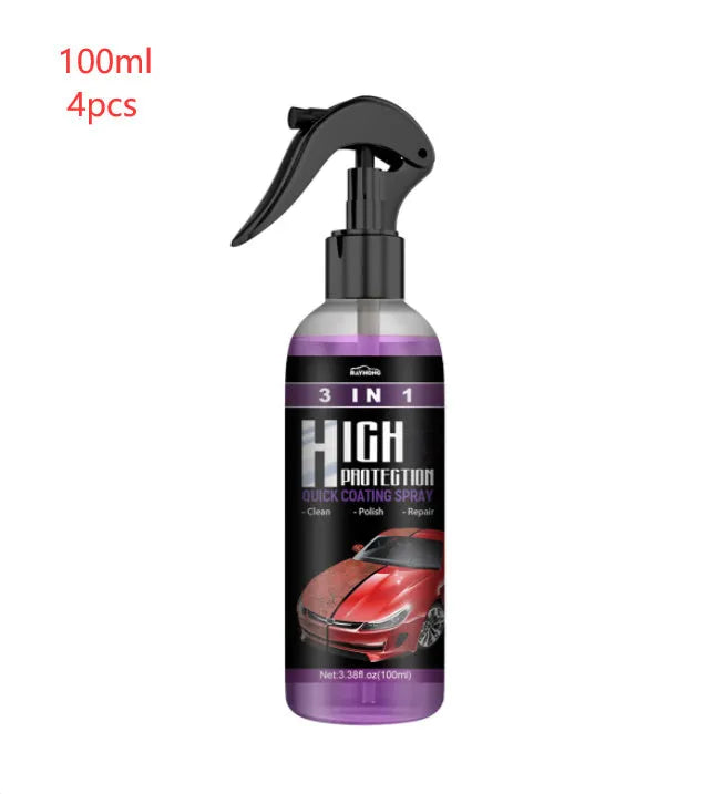 3-in-1 high protection car paint spray coating agent in 30ml and 100ml PE bottles with clear spray nozzle
