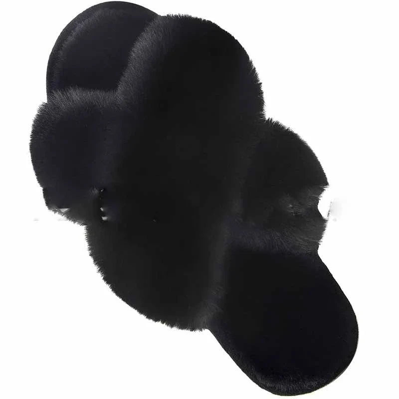 Plush faux fur slippers in various colors for cozy indoor comfort and style