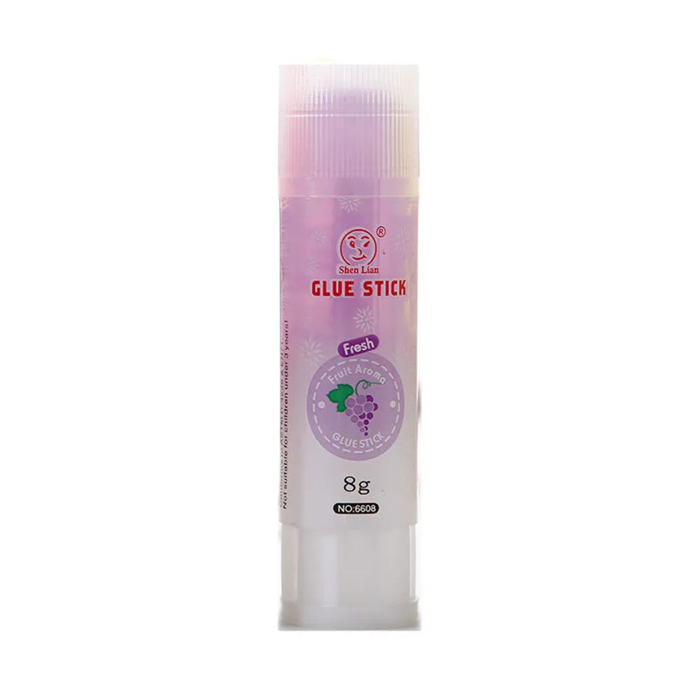 Jelly fruit fragrance solid glue stick in random colour, 8.5cm long, for students and crafts.