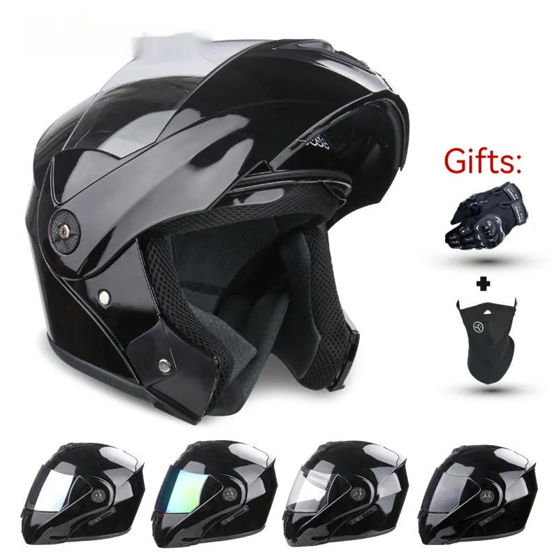 ABS plastic motorcycle helmet with exposed double lens design for electric vehicle riders