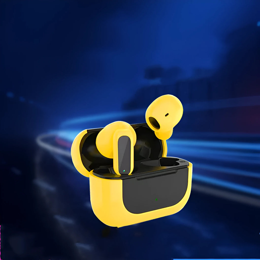 Jerry Cartoon wireless Bluetooth headphones in black, white, or yellow colours with earplug design.