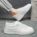 Men's black and white low top mesh sports shoes with synthetic leather upper and round toe design