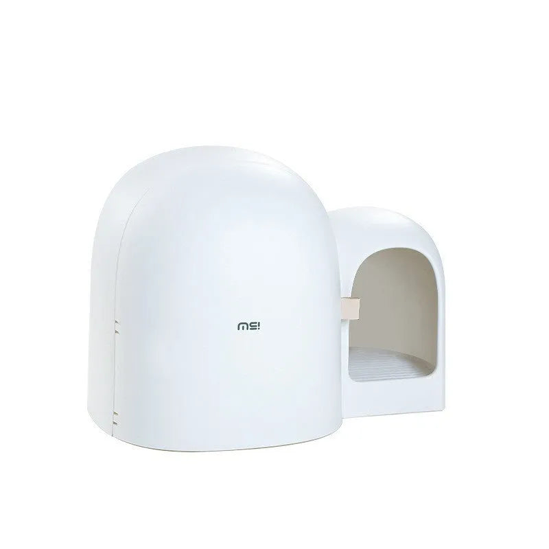 Fully enclosed oversized cat litter box in ABS plastic, shown in moss green colour.