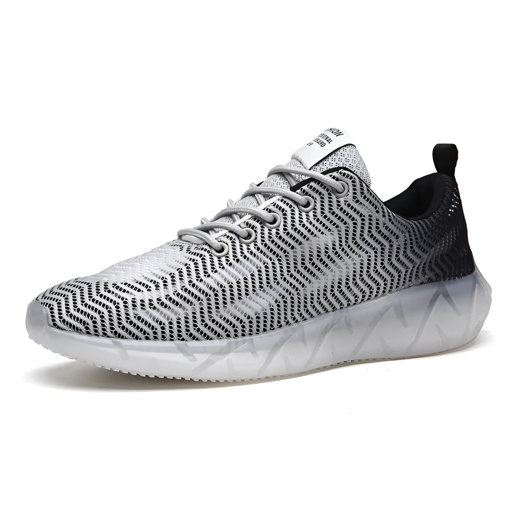 Men's mesh running shoes in blue, grey, or yellow with mid heel 3-5cm, low-top, round toe, sizes 39-46