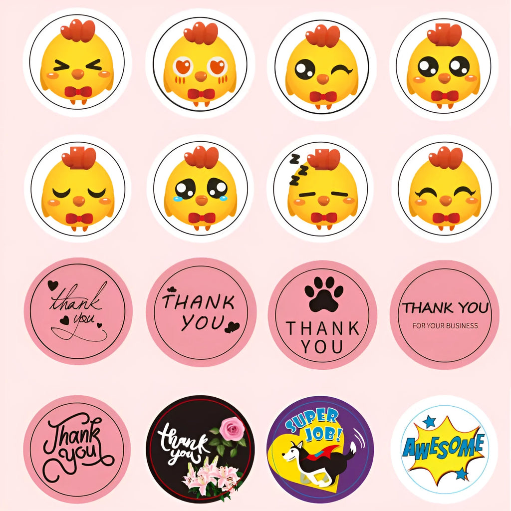 Roll of Halloween pumpkin pattern stickers, 500 pieces, PVC, 1 inch / 2.5 cm, candy colours