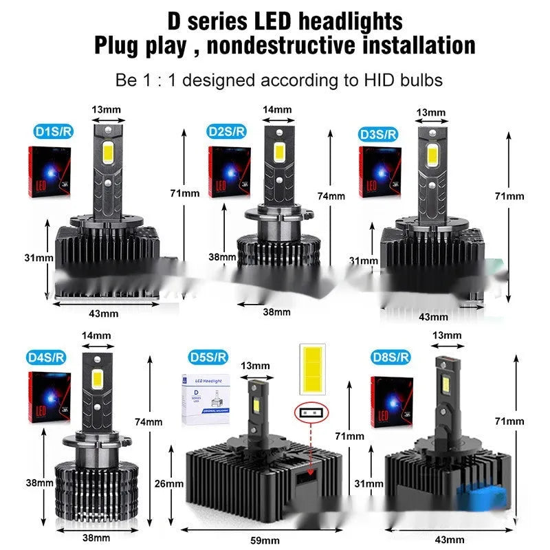 A10-D LED headlight replacement with lamp stabilizer, aviation aluminium alloy, IP67, 70W, 6000K, universal car fitment
