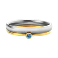 December birthstone titanium steel ring with gold electroplate and engraved geometry design.