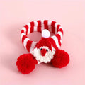 Adjustable small pet knitted scarf collar in red for dogs and cats up to 10kg handmade with S size 40cm length